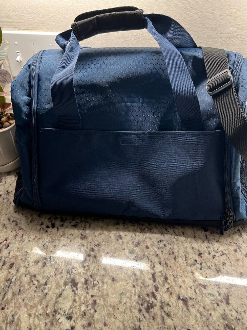 Navy Men's Duffel Bag with Shoulder Strap - Picture 4 of 4